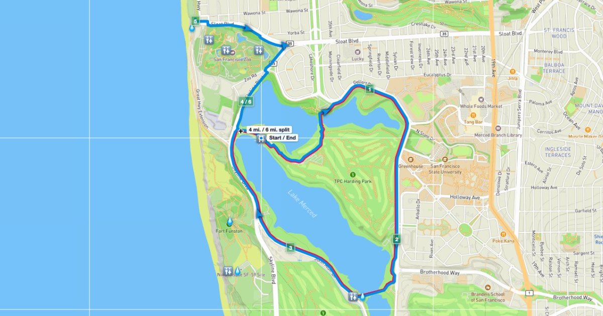 Map preview of Harding Park 6.4 Miles