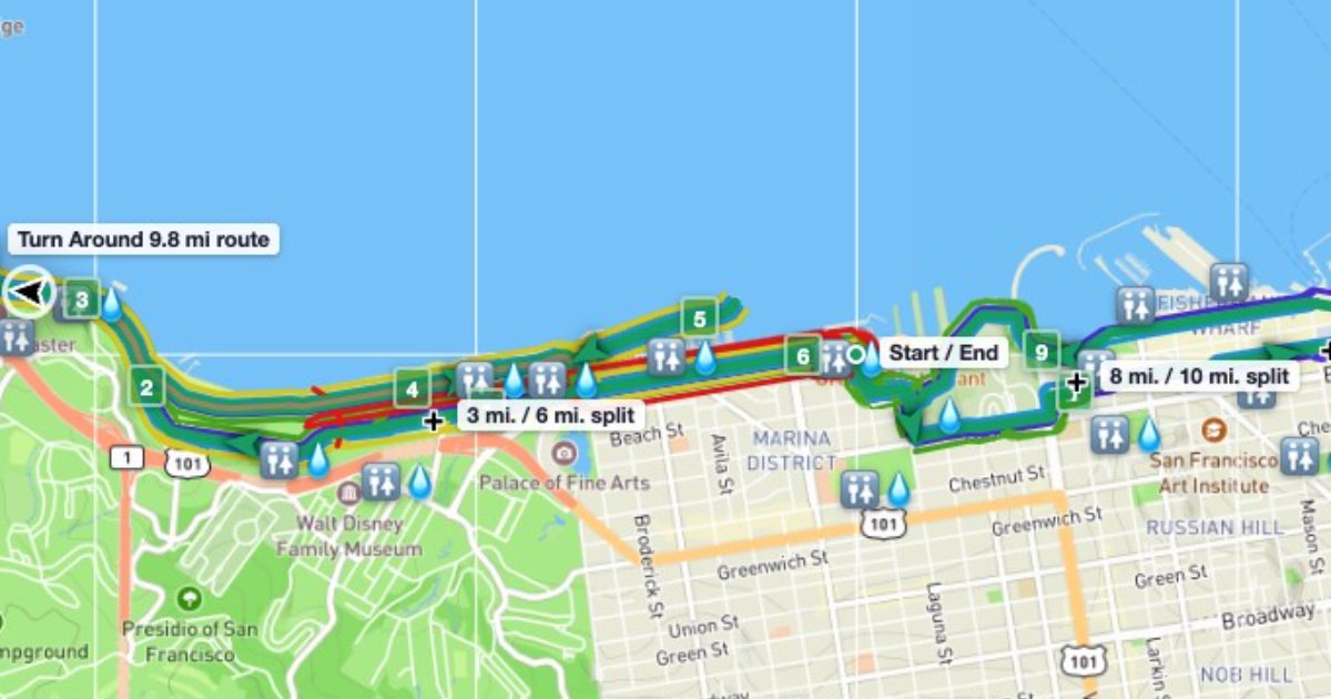 Map preview of MGT Flat - 9.8 Miles + 6 other distances