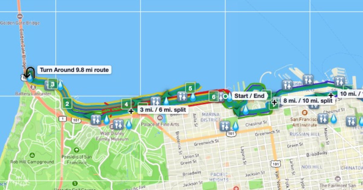 Map preview of MGT Flat - 9.8 Miles + 6 other distances